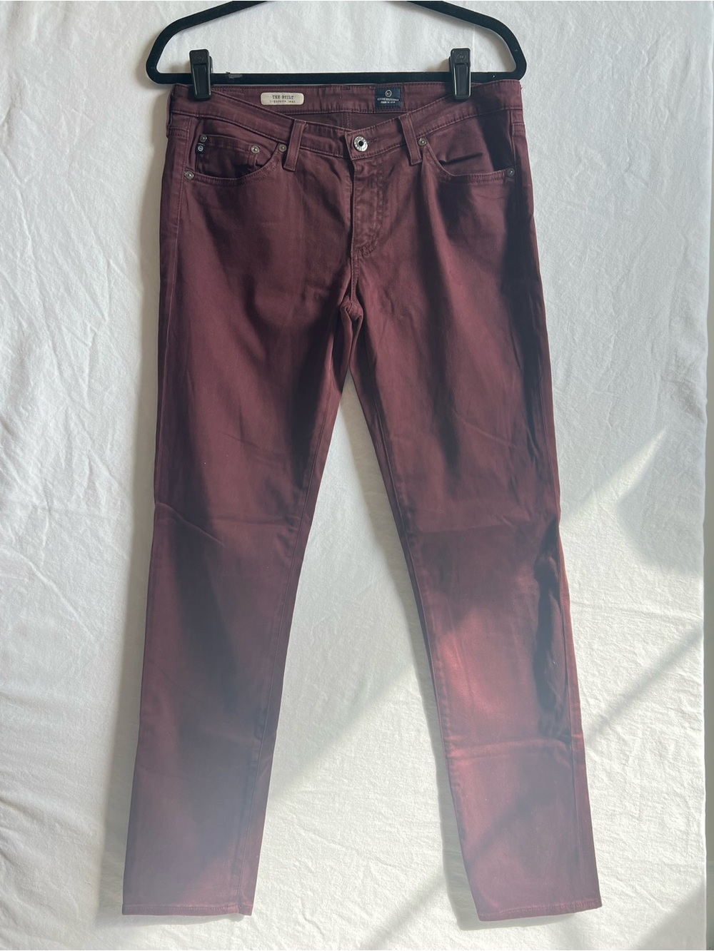 AG Adriano Goldschmied The Stilt Jeans Wine Maroon - Size 30R